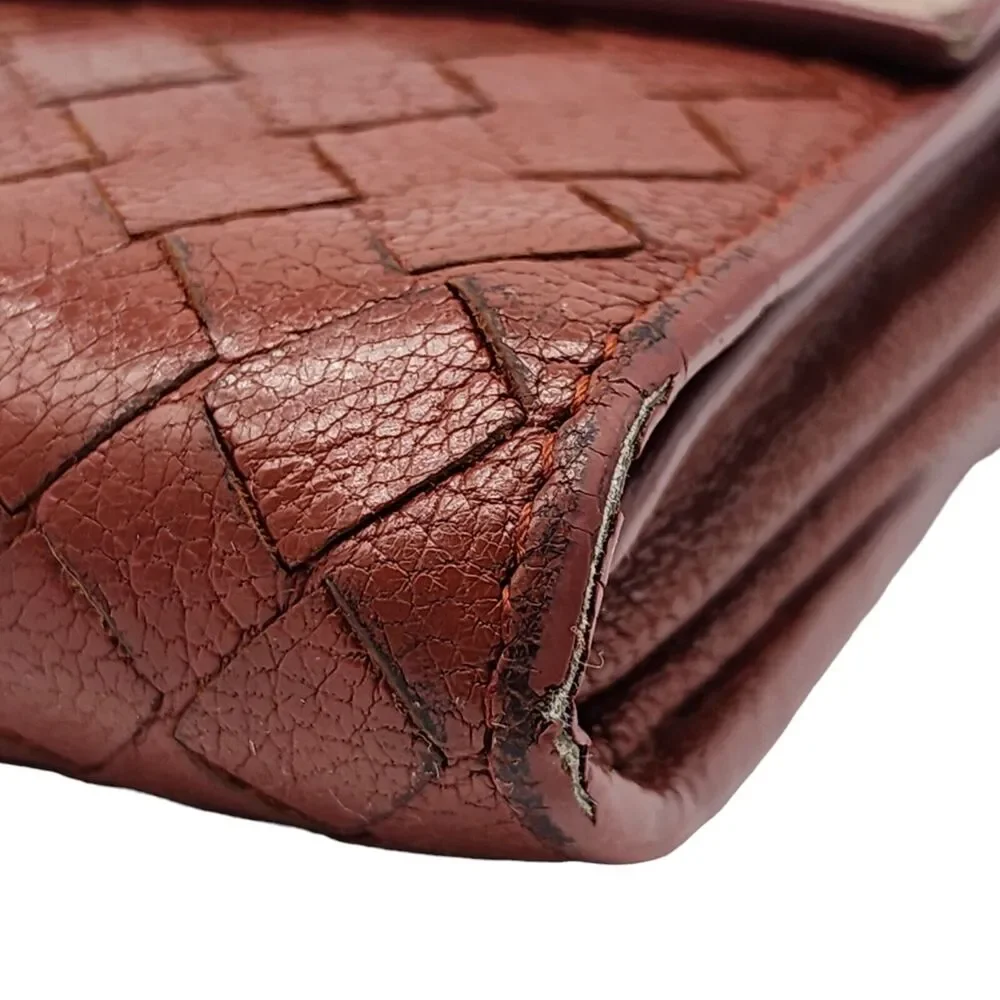 Bottega Veneta Intrecciato Unisex Leather Long Wallet 150509 Beige and Brown